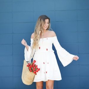 FREE PEOPLE White Off the Shoulder Dress